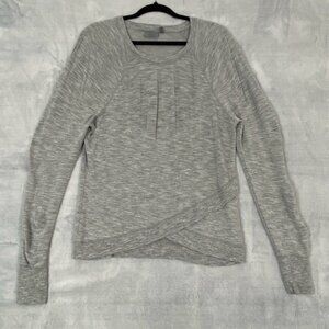 Athleta Cross Front Long Sleeve Top Gray Sz Medium